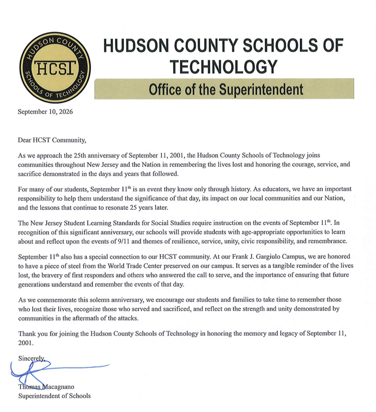 911 Superintendent Letter