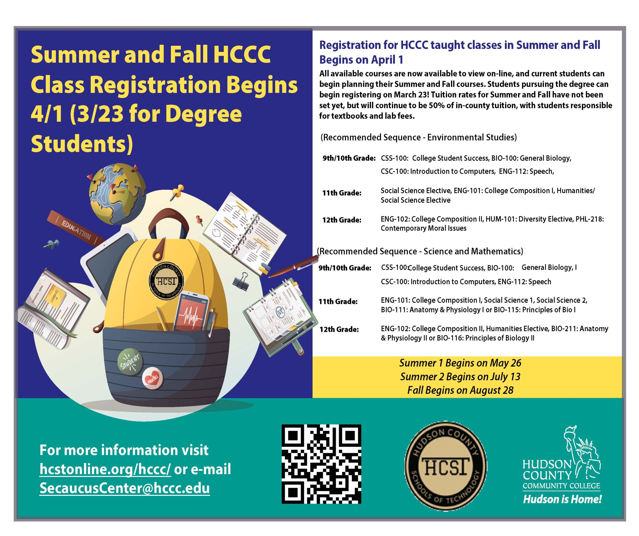 HCCC Registration Flyer Summer and Fall 2026