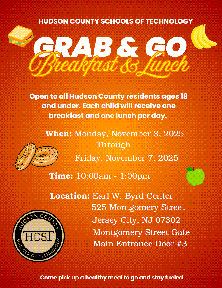 The Hudson County Schools of Technology (HCST) will be providing free grab-and-go breakfast and lunch meals